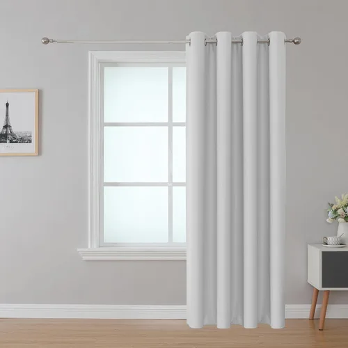 Vista 19 de Cortina opaca ignífuga, ojales en la parte superior, certificación NFPA 701, resistente al fuego para aula/dormitorio, 1 panel, negro, 42 x 63