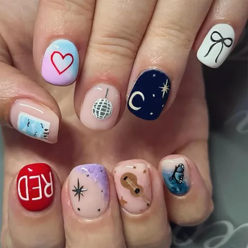 Vista 25 de Lindas uñas a presión de tamaño mediano - Uñas falsas cuadradas con punta francesa, uñas acrílicas rojas de cobertura completa brillantes