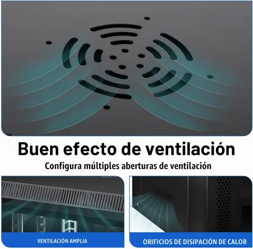 Vista 4 de Gabinete de Servidor de Montaje en Pared 6U Rack de Red IT Carcasa con Puerta de Vidrio con Cerradura Negro