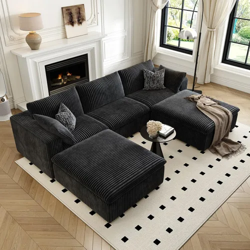 Vista 41 de LoveSeat Cloud Couch Sofá Seccional Modular para Sala de Estar, Sofá Moderno con Asiento Profundo, Sofá de 2 Plazas Sin Huesos con Otomana, Cómodos