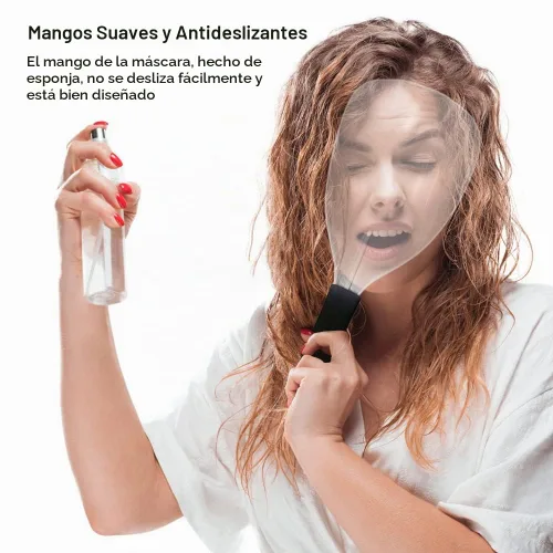 Vista 3 de EMVANV 3 protectores faciales de peluquería con mango de esponja, mascarilla de plástico para corte de pelo, protector de laca reutilizable