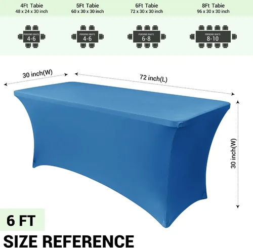 Vista 4 de Obstal Paquete de 6 Fundas de Mesa Elásticas de Spandex para Mesas de 6 Pies - Mantel Rectangular Universal Ajustado de 6 Pies Protector para Bodas