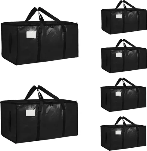 Vista 49 de Paquete de 4 bolsas de mudanza extra grandes y resistentes, bolsas de almacenamiento impermeables con asas y cremalleras, plegables para dormitorio