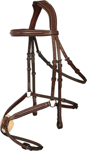 Vista 7 de Exion Designer - Figura 8 de brida inglesa para caballos Cabeza monocrocada ancha anatómica Banda nasal ajustable con almohadilla de mandíbula