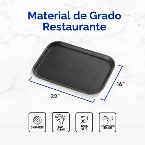 Vista 8 de New Star Foodservice 24852 Bandeja antideslizante de grado restaurante, plástico, forrada de goma, rectangular, 10 x 14 pulgadas, color negro