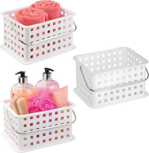 Vista 15 de iDesign - Organizador de ducha pequeño con asa, organizador de ducha portátil para dormitorio o baño, paquete de 3, color rosa