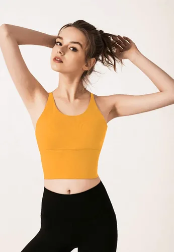 Vista 4 de Redqenting Longline - Brasier deportivo para mujer con relleno extraíble, sexy, tirantes cruzados en la espalda, para yoga, entrenamiento, camiseta