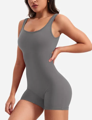 Vista 4 de YEOREO Monos de una pieza para mujer, con control de abdomen, sin mangas, para entrenamiento, espalda descubierta, bodycon, espalda en V