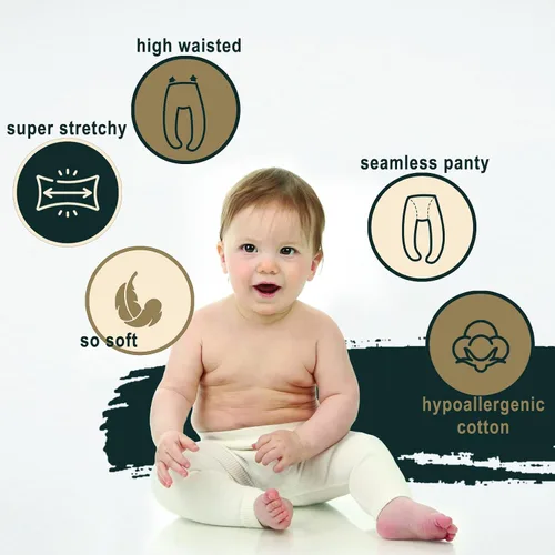Vista 4 de Silky Toes Leggins para Bebé, Pantalones Sin Costuras de Algodón Suave para Niñas y Niños