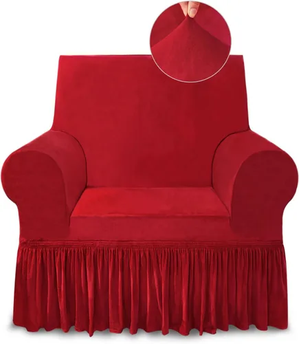 Vista 91 de NICEEC Funda para sofá biplaza, súper suave, 1 pieza, color rojo vino, elástica, universal, de elastano, para sala de estar, fácil ajuste, lavable