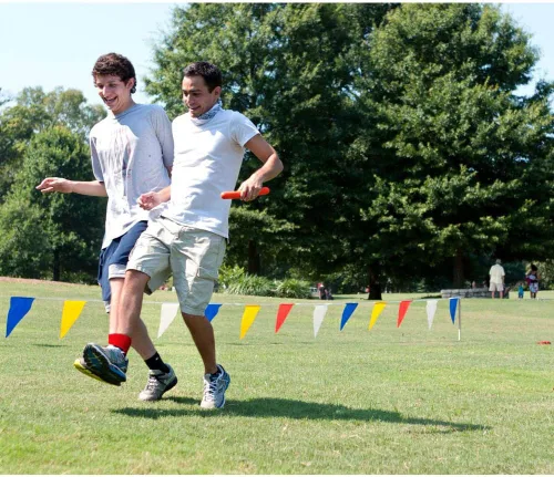 Vista 2 de Hooqict 6 bandas de carreras de 3 patas para niños y adultos, cumpleaños, carnaval, fiesta, día de campo, al aire libre, relevo de tres patas