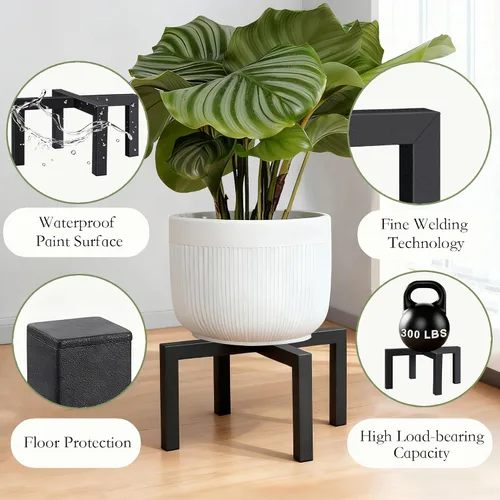 Vista 4 de Paquete de 2 soportes metálicos de 10 pulgadas para interiores y exteriores, taburetes resistentes para interiores, soportes modernos de mediados