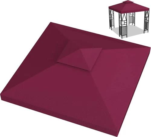 Vista 7 de Cubierta de repuesto para toldo de 10 x 10 pies, doble nivel, con 12 velcros, nailon impermeable con protección UV, refugio al aire libre para Verde