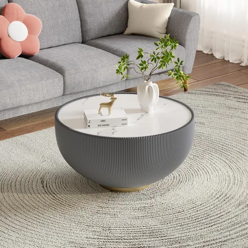 Vista 26 de Mesa de centro moderna, mesa de té central circular de 15.75 pulgadas, mesa de cóctel, mesas de centro redondas cilíndricas para sala de estar