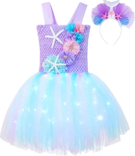 Vista 5 de easyforever Vestido tutú de ballet para niñas con luz LED de color, disfraz de princesa, carnaval, Halloween, fiesta de cumpleaños