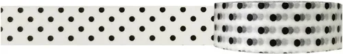 Vista 2 de Wrapables Cinta adhesiva Washi con patrones coloridos, puntos blancos y negros (paquete de 2)