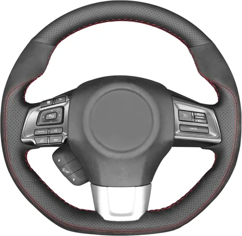 Vista 10 de MEWANT Funda de volante de automóvil transpirable cosida a mano para Subaru WRX 2015-2021 / WRX STI 2015-2021, accesorios para volante Subaru WRX