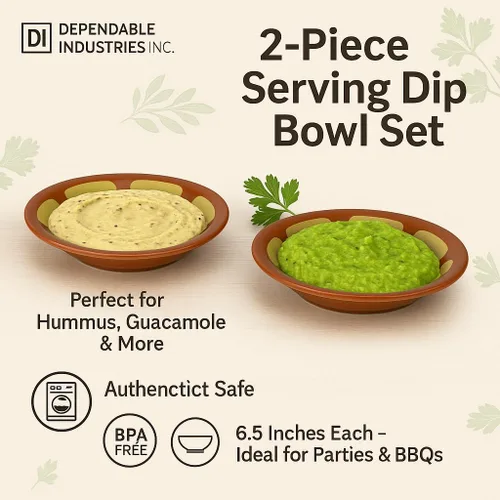 Vista 2 de Dependable Industries inc. Essentials Juego de 2 piezas de melamina humus y guacamole para servir condimentos humus