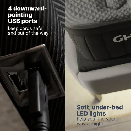 Vista 8 de GhostBed Base de cama ajustable y base de alimentación con control remoto inalámbrico, ajustes de gravedad cero y masaje, puertos USB, tamaño King