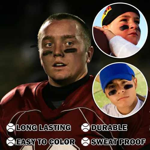 Vista 3 de CAHIUYOA Palo negro de ojo verde para deportes, profesional Eyeblack Sports Football Baseball Softball Green Eye Black Face Body Paint Stick