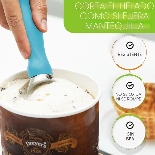 Vista 6 de Spring Chef - Cuchara para helado con mango suave, profesional, fuerte y resistente, utensilio de cocina de primera calidad para masa de galletas