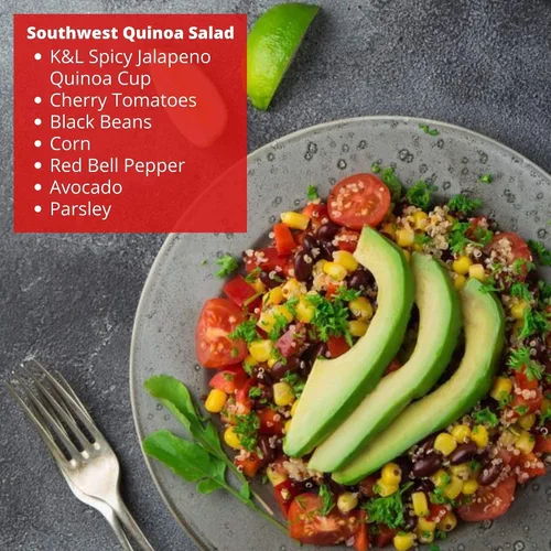 Vista 5 de Kitchen & Love Jalapeño y pimienta asada Quinoa Quick Meal Paquete de 6 Vegana, sin gluten, lista para comer, no requiere refrigeración