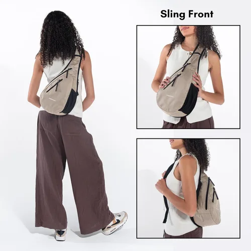 Vista 2 de Sherpani Esprit, bolso bandolera antirrobo, mochila cruzada Beige