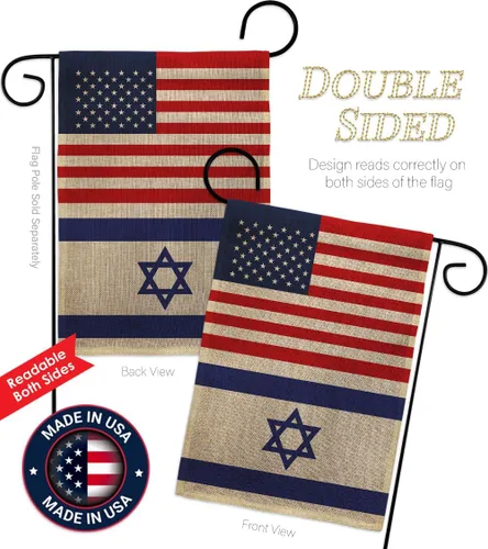 Vista 3 de Americana Home & Garden Bandera israelí de Israel de Estados Unidos para exteriores, paquete de pancartas para jardín, pared al aire libre, puerta