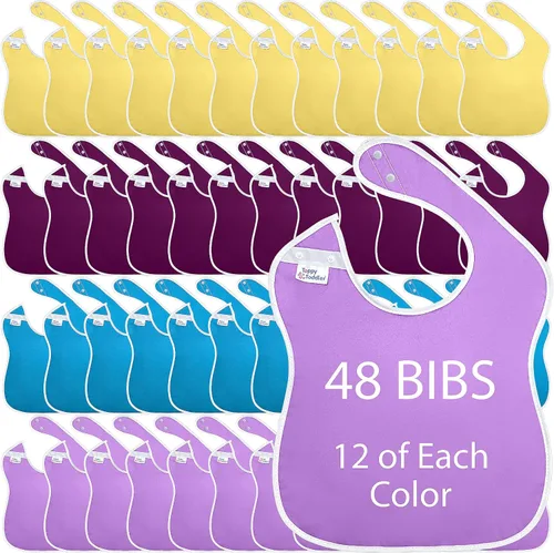 Vista 11 de Baberos grandes impermeables Colección Pastel - 4pk, 12pk, 48pk