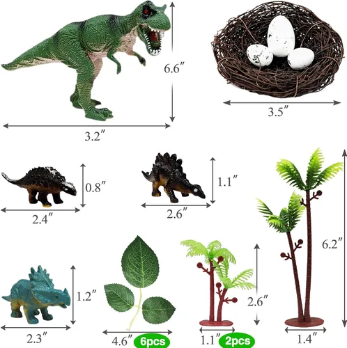 Vista 8 de 26 PCS Adornos para Tartas de Dinosaurio con Huevos de Dinosaurio, Hojas, Árboles, Decoraciones de Pastel para Cumpleaños, Temática de Dinosaurios