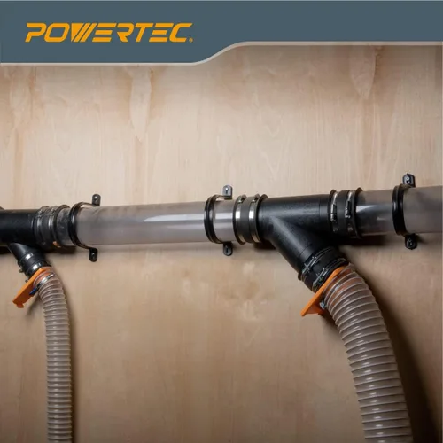 Vista 6 de POWERTEC 70343-P2 - Perchas para manguera de recolección de polvo de 4 pulgadas, tuberías y accesorios de recolección de polvo con tornillos