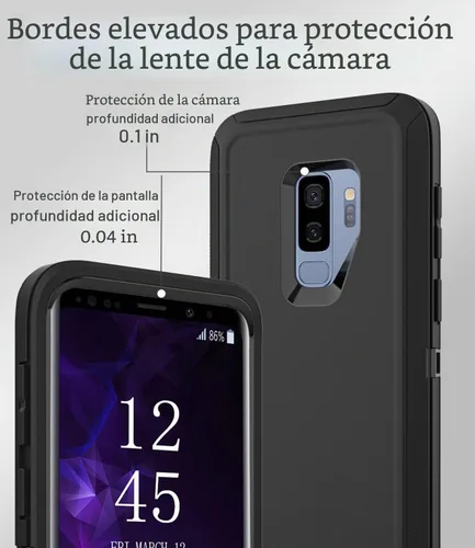 Vista 4 de Funda protectora a prueba de golpes para Samsung Galaxy S9 Plus, 6.2 pulgadas (negro)