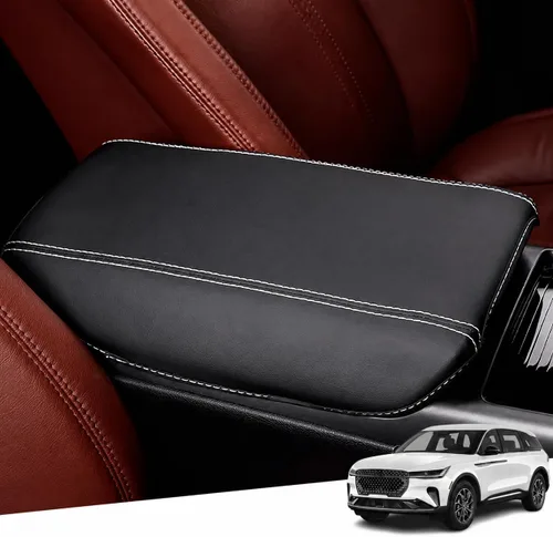 Vista 133 de Great-luck Funda de cuero para consola central, almohadilla para reposabrazos, accesorios de cubierta de caja (costuras rojas) para BMW X1 2023 2024