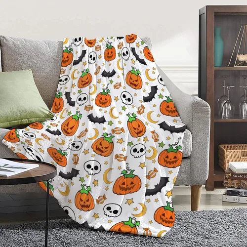 Vista 14 de Manta personalizada de fantasmas de Halloween, regalos para niñas, mujeres y niños, manta de forro polar ligera, espeluznante para niños, mantas