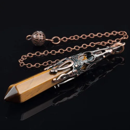 Vista 4 de Rockcloud Péndulo de punto de cristal energético y piedra curativa humana Reiki Skull Figurine Kits de meditación para adivinación radiestesia