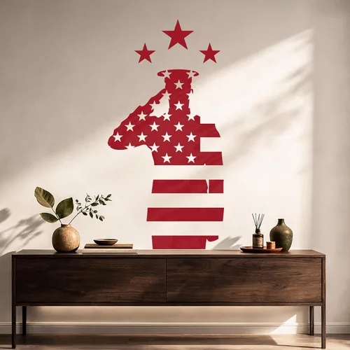 Vista 3 de Vinilo grande para pared, diseño de soldado, bandera de Estados Unidos, Día de los Veteranos, decoración de arte patriótico (ig5374)