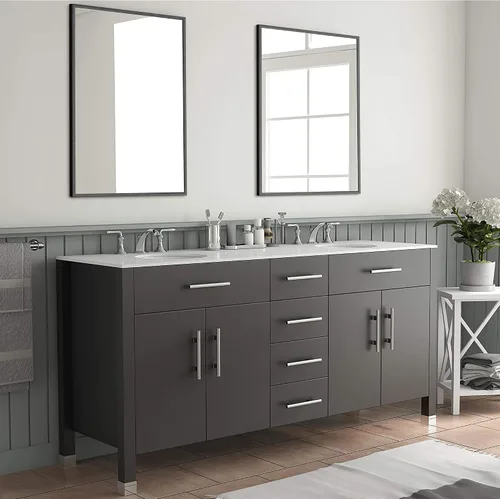Vista 3 de NicBex Espejo de pared, espejo de aleación de aluminio de 36 x 24 pulgadas, espejo de pared para dormitorio, baño (horizontal/vertical), sala