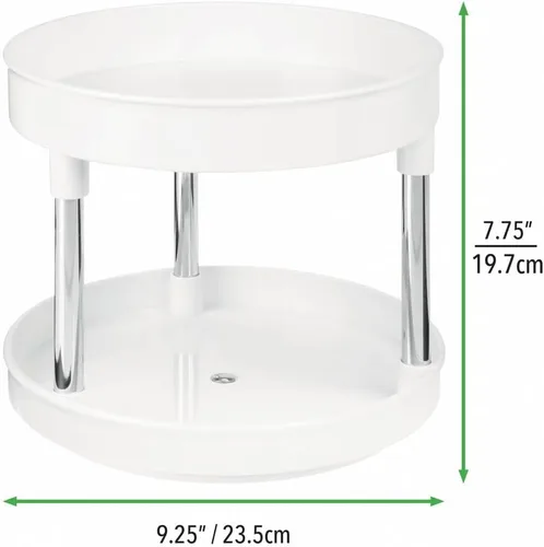 Vista 4 de mDesign Lazy Susan - Mesa giratoria de 2 niveles, contenedor de almacenamiento de alimentos para armarios, despensa, nevera, encimeras, organizador