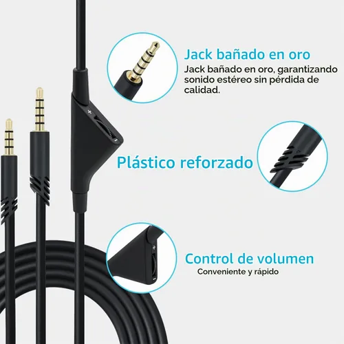 Vista 6 de Wigearss 2M 6.5 pies de repuesto de cable de auricular - negro