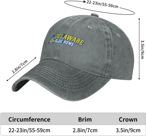 Vista 6 de Lujzwop Gorra de béisbol ajustable con logotipo de la Universidad de Delaware, gorra de vaquero de algodón, a la moda para hombre y mujer