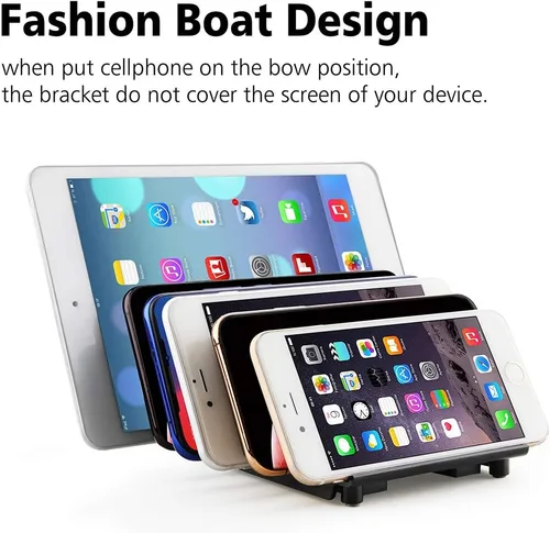 Vista 6 de Organizador Universal Ajustable Soporte Base para Múltiples Dispositivos, Soporte de Escritorio para Tableta y Teléfono Celular para iPhone Samsung
