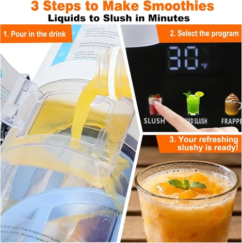 Vista 5 de [Usado] Máquina para granizar, no necesita hielo para el hogar, máquina de bebidas congeladas con 6 programas preestablecidos y pantalla LED