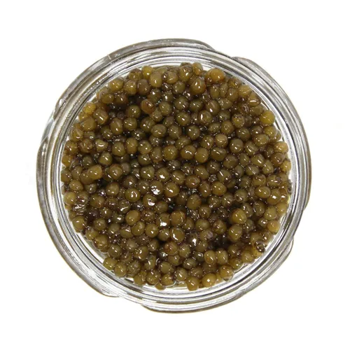 Vista 2 de Imperial Osetra Caviar – Huevas de esturión rusas, perlas de ámbar dorado, sabor a malossol mantecoso, (1 oz / 28 g)
