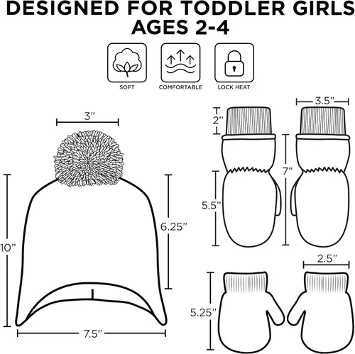 Vista 7 de Disney girls Winter Hat With Knit Mittens Set and Insulated Ski Ages 2-4 Or Frozen Knit Gloves and Glove Set Age 4-7