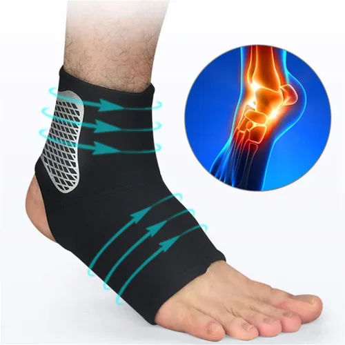 Vista 3 de Tobillera de neopreno, transpirable de neopreno antiesguince, para baloncesto, fútbol, deportes, lesiones en las articulaciones, alivio del dolor