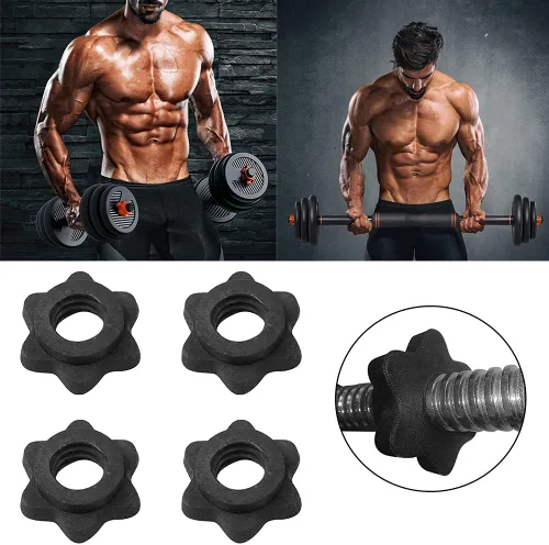 Vista 2 de Tookie Tuerca hexagonal para mancuernas, 2 pares de collares Spinlock para levantamiento de pesas, abrazadera de tornillo antideslizante, piezas