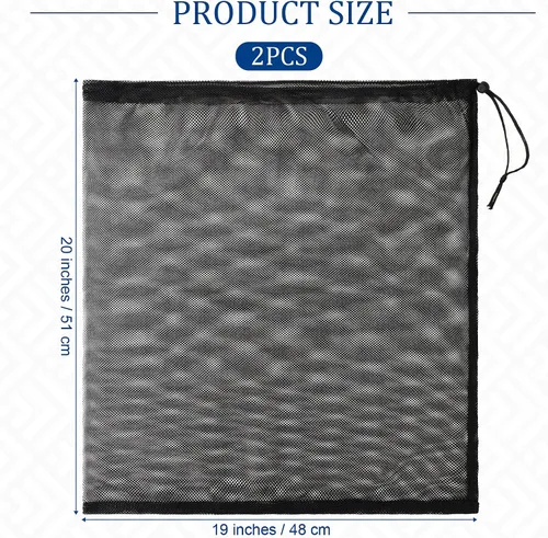 Vista 2 de Shappy Paquete de 2 bolsas grandes de barrera de bomba de 19 x 20 pulgadas, filtro de bomba negra, bolsa de medios de filtro de malla fina