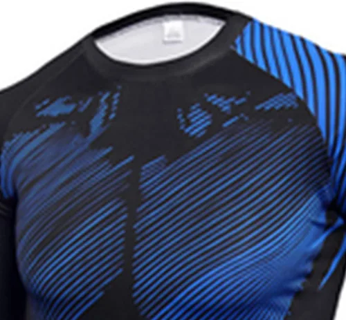 Vista 3 de 3 piezas de ropa de entrenamiento de compresión para hombre camisa de manga larga pantalones cortos traje de fitness camiseta deportiva y parte