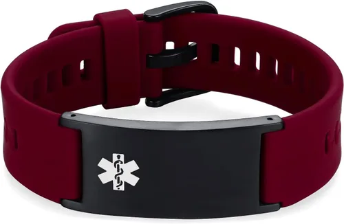 Vista 12 de LinnaLove Pulsera de alerta médica personalizada para hombres y mujeres, pulseras deportivas de acero inoxidable para identificación médica