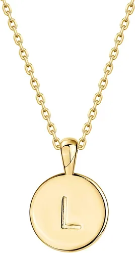 Vista 9 de PAVOI - Collar con dije de letra inicial chapado en oro de 14 quilates para mujer Collar con inicial alfabética de oro